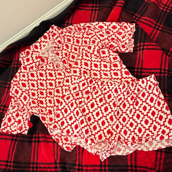 Shade & Shore Red and White Patterned Matching Short Set - Picture 2 of 2